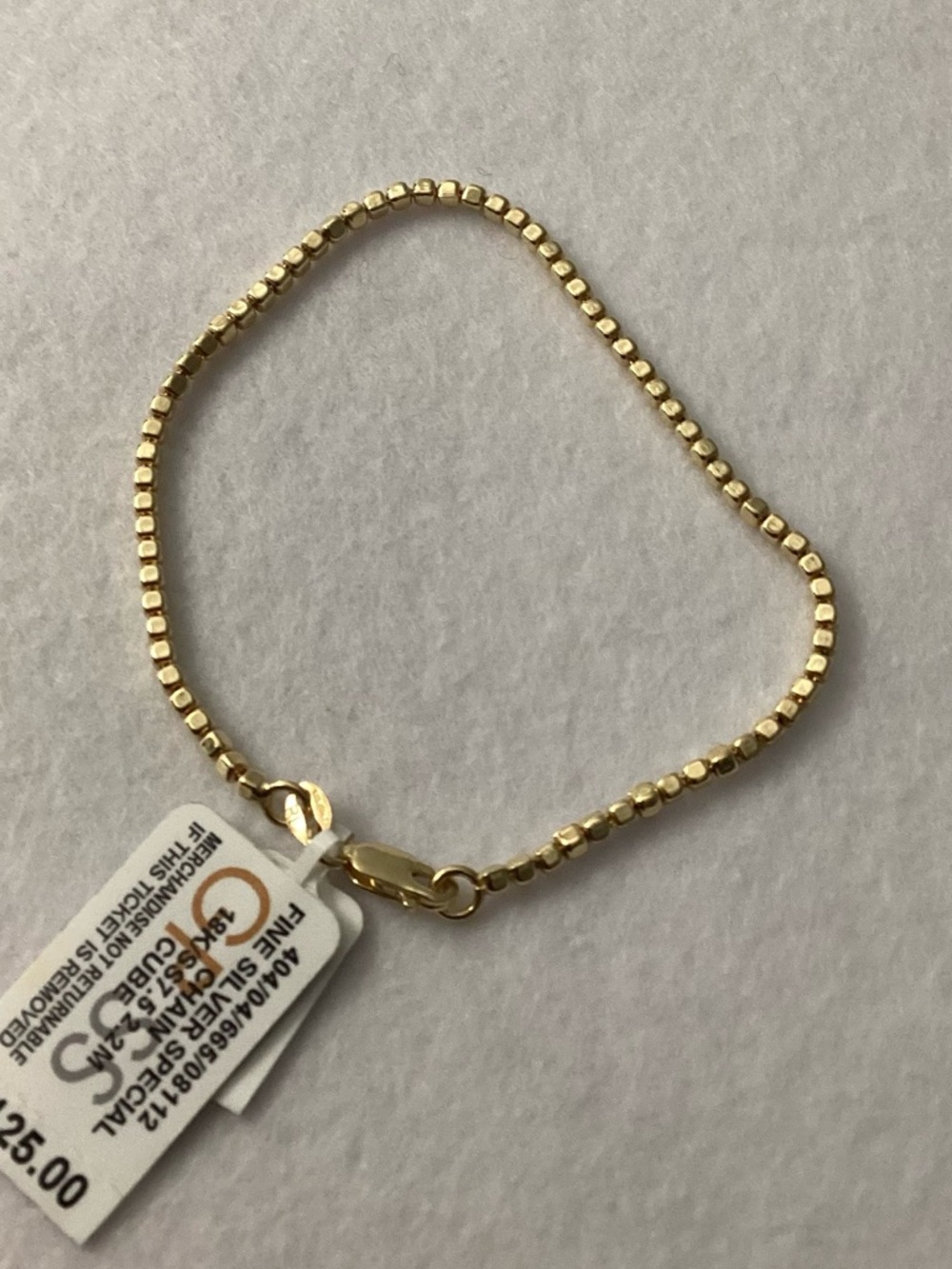Fine Silver Special Made in Italy 18k/Sterling Silver 7.5 2.2M Cube Bracelet